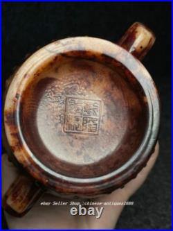 6 DaQing Qianlong Marked Old Jade Carved Dragon Beast Ear Incense Burner Censer 6 DaQing Qianlong Marked Old Jade Carved Dragon Beast Ear Incense Burner Censer