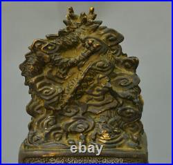6 Old Chinese Bronze Gilt Dynasty Palace 3 Dragon Play Bead Seal Signet
