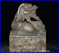 6 Old Chinese Silver Bronze Dynasty Palace Dragon Beast Seal Signet Stamp