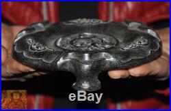 6Rare Old Chinese Rosewood Wood Hand carved Dragon Flower Pot Vase Base statue