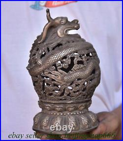 7.2 Marked Old Chinese Silver Dynasty Dragon incense burner Censer Statue