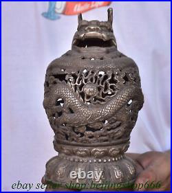 7.2 Marked Old Chinese Silver Dynasty Dragon incense burner Censer Statue
