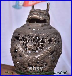 7.2 Marked Old Chinese Silver Dynasty Dragon incense burner Censer Statue