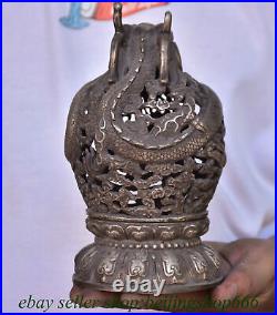 7.2 Marked Old Chinese Silver Dynasty Dragon incense burner Censer Statue