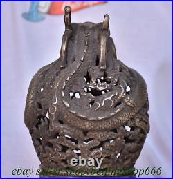 7.2 Marked Old Chinese Silver Dynasty Dragon incense burner Censer Statue