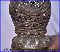 7.2 Marked Old Chinese Silver Dynasty Dragon incense burner Censer Statue