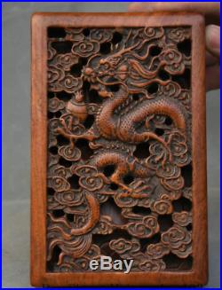 7.2 Old Chinese Huanghuali Wood Dynasty Dragon hollow out inkstone inkslab Box