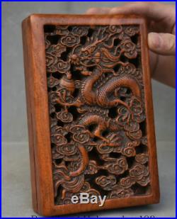 7.2 Old Chinese Huanghuali Wood Dynasty Dragon hollow out inkstone inkslab Box