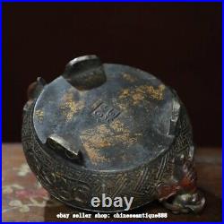 7.4'' Antique Chinese Dynasty Bronze Dragon Beast Incense Burner Censer Statue