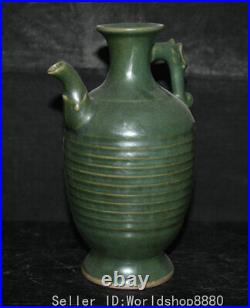 7.4 Old Chinese Song Dynasty Ru Kiln Porcelain Dragon handle Wine Tea Pot Flago