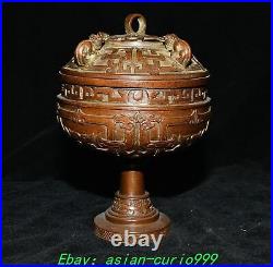 7.4Old Chinese Dynasty Bronze High Foot Dragon Beast Incense Burner Censer