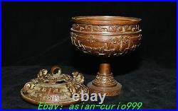 7.4Old Chinese Dynasty Bronze High Foot Dragon Beast Incense Burner Censer