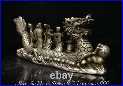 7.6 Marked Old Chinese Copper Silver Fengshui Dragon Eight Immortals Statue