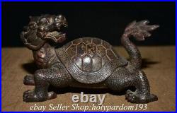 7.6 Old Chinese Bronze Fengshui God Beast Dragon Turtle Longevity Statue