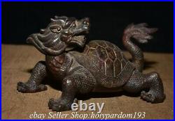 7.6 Old Chinese Bronze Fengshui God Beast Dragon Turtle Longevity Statue