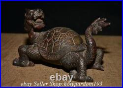 7.6 Old Chinese Bronze Fengshui God Beast Dragon Turtle Longevity Statue