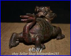 7.6 Old Chinese Bronze Fengshui God Beast Dragon Turtle Longevity Statue