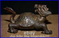 7.6 Old Chinese Bronze Fengshui God Beast Dragon Turtle Longevity Statue