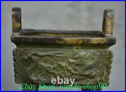 7 Antique Chinese Bronze Ware Dynasty Dragon Beast Ding Incense Burner Censer