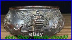 7 Antique Old Chinese Dynasty Marked Bronze Double Dragon Incense Burner Cense