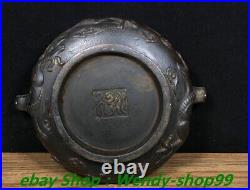 7 Antique Old Chinese Dynasty Marked Bronze Double Dragon Incense Burner Cense