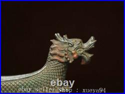 7'' Chinese Ancient Bronze Dragon Chinese Herbal Medicine Medicinal Twister