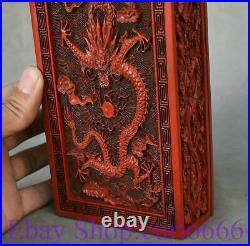 7 Marked Old Chinese Red Lacquerware Carving Dragon Flower Jewelry Box