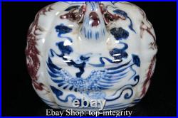 7 Rare Old Chinese Underglaze Red Porcelain Dragon Phoenix Teapot Teakettle