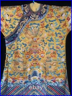 74Chinese Dynasty Palace silk Dragon Beast Pattern Emperor Clothing Dragon Robe