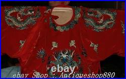 78 Old Chinese Cloth Dynasty Palace Red Dragon Emperor Robe imperial robe
