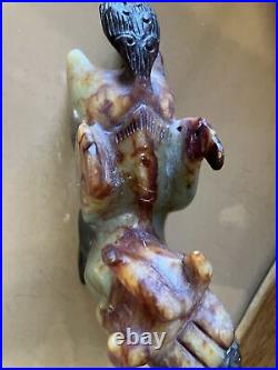 8.2 Old Han Dynasty Natural Hetian Jade Carved Fengshui Dragon Beast Statue