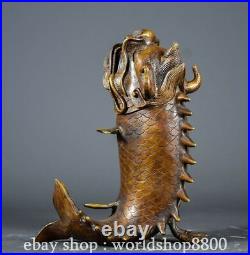 8.4 Old Chinese Copper Bronze Dynasty Dragon Fish Statue Sculpture