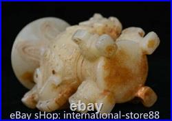 8.4 Old Chinese White Jade Dynasty Palace Dragon Beast Ear Drinking Cup Cann