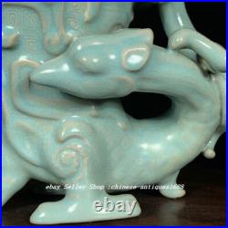 8.4Old Song Dynasty Ru Kiln Porcelain Dragon Phoenix Jue Cup Goblet Wine vessel 8.4Old Song Dynasty Ru Kiln Porcelain Dragon Phoenix Jue Cup Goblet Wine vessel
