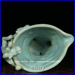 8.4Old Song Dynasty Ru Kiln Porcelain Dragon Phoenix Jue Cup Goblet Wine vessel 8.4Old Song Dynasty Ru Kiln Porcelain Dragon Phoenix Jue Cup Goblet Wine vessel