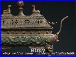 8.6'' Collection Old Chinese Bronze Dynasty Dragon Beast Incense Burner Censer