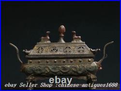 8.6'' Collection Old Chinese Bronze Dynasty Dragon Beast Incense Burner Censer