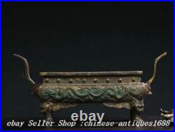8.6'' Collection Old Chinese Bronze Dynasty Dragon Beast Incense Burner Censer
