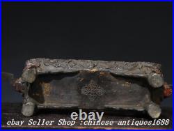 8.6'' Old Chinese Ancient Bronze Dynasty Dragon Beast Incense Burner Censer