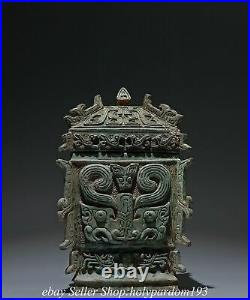 8.8 Antique Chinese Shang Dynasty Bronze ware Dragon Beast Box