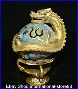 8.8 Rare Old Chinese Cloisonne Copper Dynasty Palace Dragon Play Bead Censer
