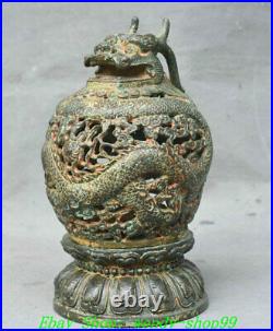 8 Antique Old Chinese Han Dynasty Bronze Ware Dragon Incense Burner Censer