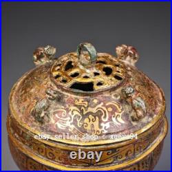 8 Antique Old Dynasty Bronze Ware Gold Dragon Pixiu Beast Incense Burner Censer 8 Antique Old Dynasty Bronze Ware Gold Dragon Pixiu Beast Incense Burner Censer