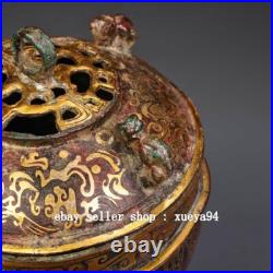 8 Antique Old Dynasty Bronze Ware Gold Dragon Pixiu Beast Incense Burner Censer 8 Antique Old Dynasty Bronze Ware Gold Dragon Pixiu Beast Incense Burner Censer