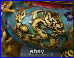 8 Chinese Dynasty Bronze Cloisonne Enamel Dragon Fu Shou Incense Burner Censer