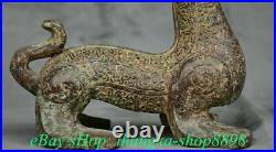 8 Old China Bronze Ware Gilt Dynasty Palace Unicorn Dragon Beast Statue Zun