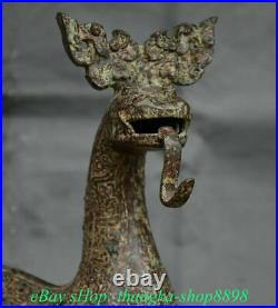 8 Old China Bronze Ware Gilt Dynasty Palace Unicorn Dragon Beast Statue Zun