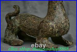 8 Old China Bronze Ware Gilt Dynasty Palace Unicorn Dragon Beast Statue Zun