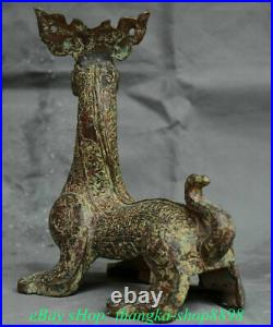 8 Old China Bronze Ware Gilt Dynasty Palace Unicorn Dragon Beast Statue Zun