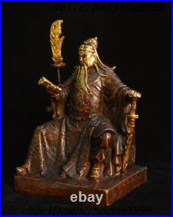 8 Old Chinese Bronze Dragon Robe Guan Guan Yu Guan Yunchang General Statue